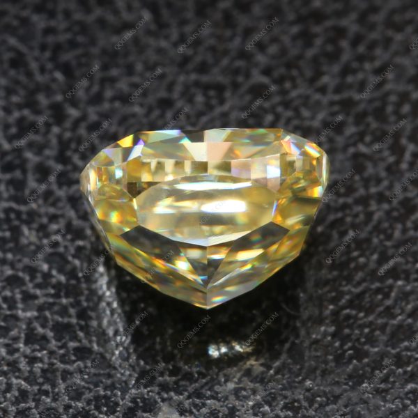 Cushion Cut Canary Yellow Moissanite Loose Diamond Cushion Shape Crushed Ice Cut - Image 2