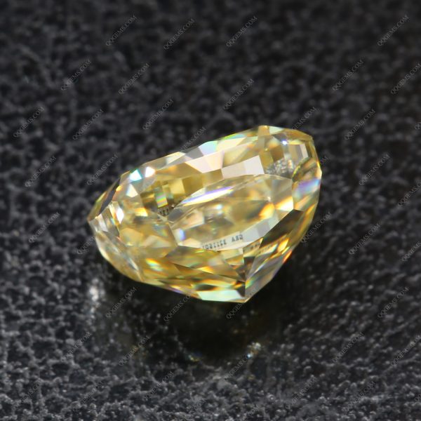 Cushion Cut Canary Yellow Moissanite Loose Diamond Cushion Shape Crushed Ice Cut - Image 3