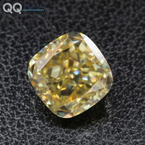Cushion Cut Canary Yellow Moissanite Loose Diamond Cushion Shape Crushed Ice Cut