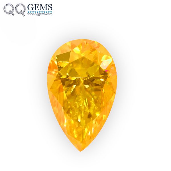 Pear Cut Plating Golden Yellow Loose Moissanite Diamond Faceted Vivid Yellow Color Moissanite