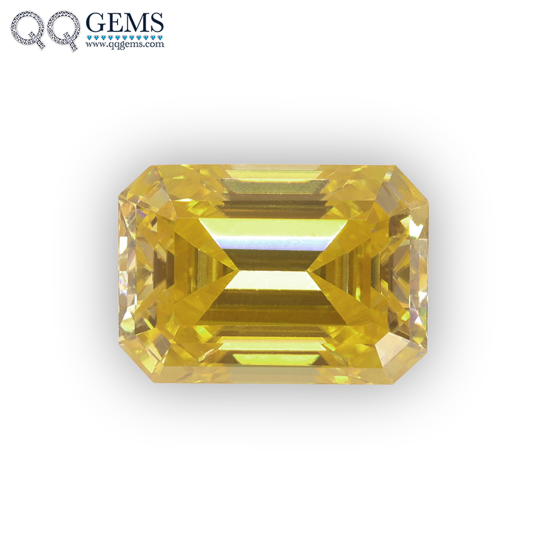 Emerald/Octagon Step Cut Plating Light Yellow Loose Moissanite Diamond