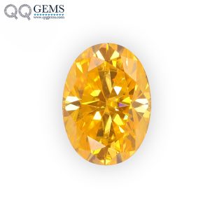Oval Cut Plating Golden Yellow Loose Moissanite Diamond Vivid Yellow Color Moissanite Gemstones