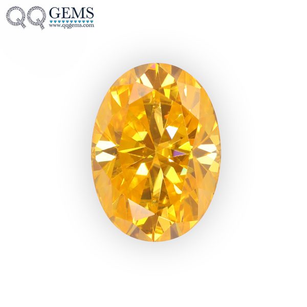 Oval Cut Plating Golden Yellow Loose Moissanite Diamond Vivid Yellow Color Moissanite Gemstones