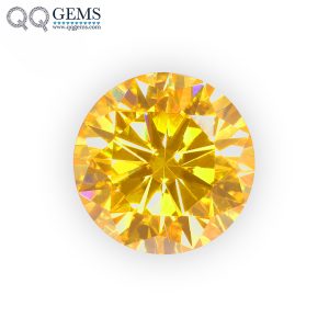 Round Brilliant Cut Plating Golden Yellow Loose Moissanite Diamond Faceted Cut