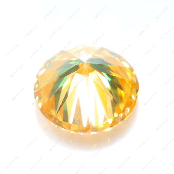 Round Brilliant Cut Plating Golden Yellow Loose Moissanite Diamond Faceted Cut - Image 2