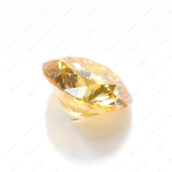 Round Brilliant Cut Plating Golden Yellow Loose Moissanite Diamond Faceted Cut - Image 4
