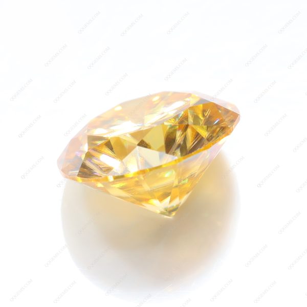 Round Brilliant Cut Plating Golden Yellow Loose Moissanite Diamond Faceted Cut - Image 5