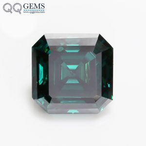 Asscher Cut Light Green/green/dark Green Moissanite Loose Gemstones