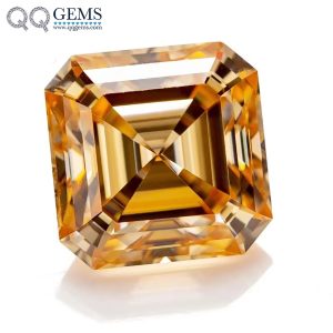 Asscher Cut champagne Moissanite Loose Gemstones VVS GRA Certificate
