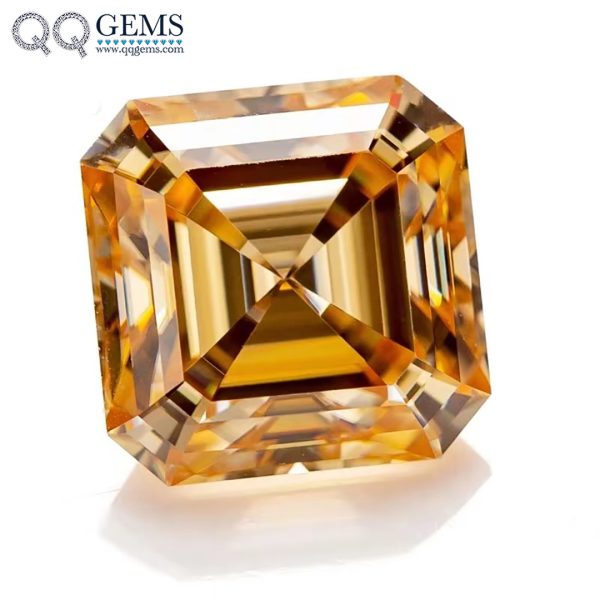 Asscher Cut champagne Moissanite Loose Gemstones VVS GRA Certificate