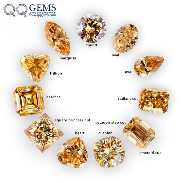 Cushion/Round/Oval/Marquise/Pear/Heart/Square/Asscher/Emrald/Radiant Cut champagne Moissanite