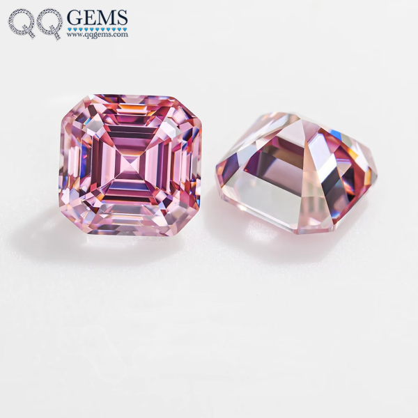 Asscher Cut Moissanite Gemstones Plating pink VVS Clarity Loose Moissanite Gemstone Diamond for Jewelry