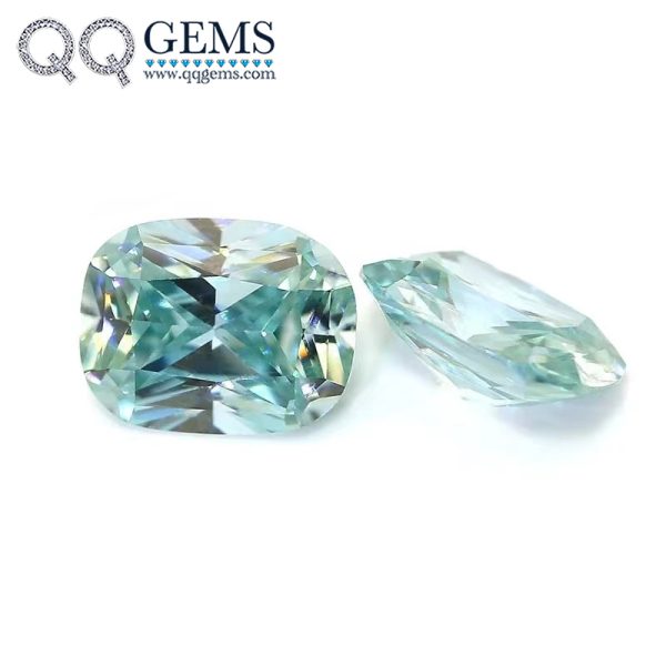 L-Cushion Cut Light Aquamarine/aquamarine Moissanite Loose Gemstones - Image 4