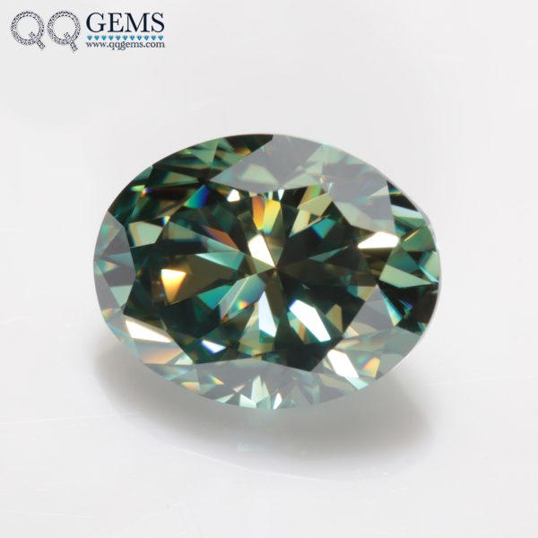 Oval Cut Light Green/green/dark Green Moissanite Loose Gemstones