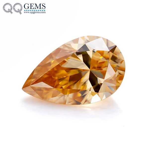 Pear Cut champagne Moissanite Loose Gemstones VVS GRA Certificate Wholesale