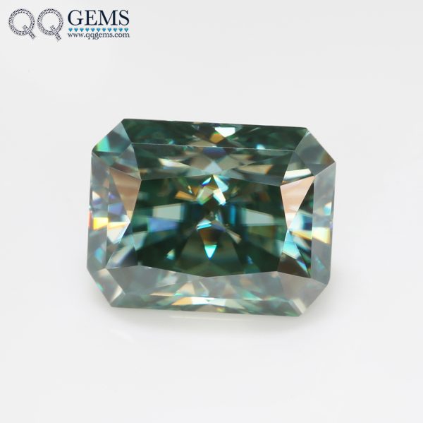 Radiant Cut Light Green/green/dark Green Moissanite Loose Gemstones