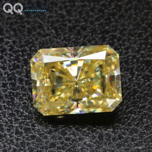 Radiant Cut Vivid Yellow Moissanite Loose Diamonds Radiant Crushed Ice Cut VVS1 Moissanite