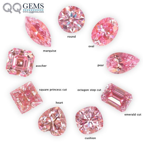 Round Oval Square Cushion Pear Heart Radiant Asscher Emerald Cut Plating pink Moissanite