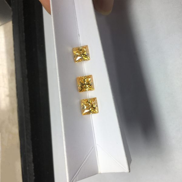 Square Cut champagne Moissanite Loose Gemstones VVS1 GRA Certificate - Image 3