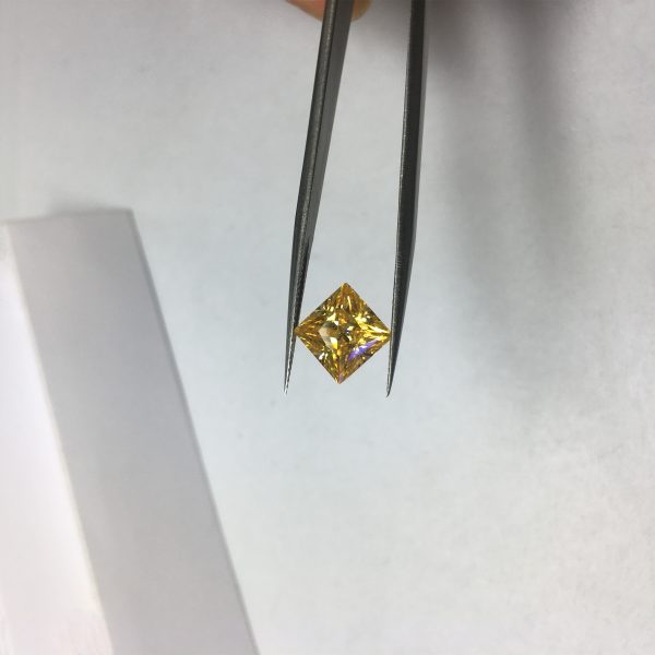 Square Cut champagne Moissanite Loose Gemstones VVS1 GRA Certificate - Image 4