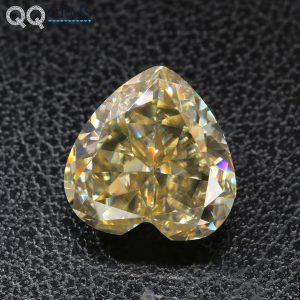 Heart Cut Vivid Yellow Moissanite Loose Diamond Heart Shape Crushed Ice Cut VVS Moissanite