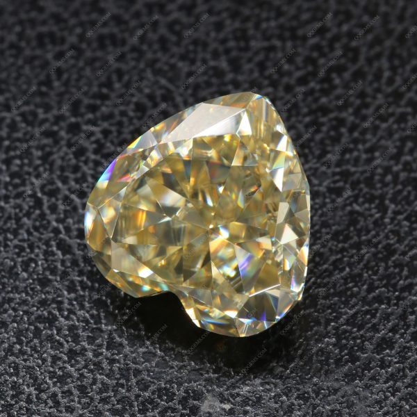Heart Cut Vivid Yellow Moissanite Loose Diamond Heart Shape Crushed Ice Cut VVS Moissanite - Image 2