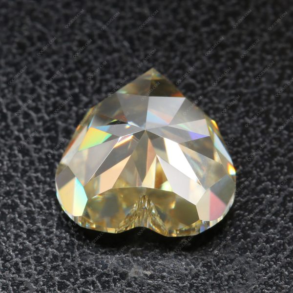 Heart Cut Vivid Yellow Moissanite Loose Diamond Heart Shape Crushed Ice Cut VVS Moissanite - Image 4