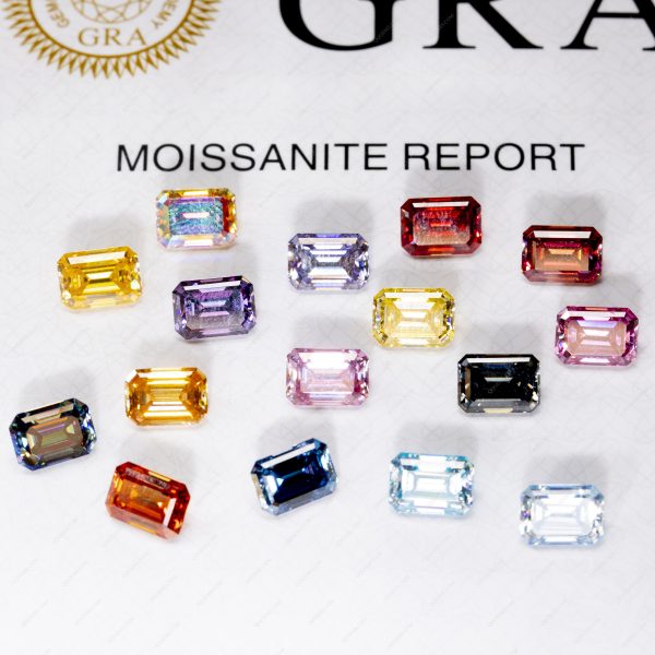 Emerald Cut Plating Full Multicolor Moissanite Diamond with GRA Certificate Moissanite - Image 2