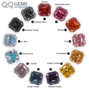 Asscher Cut Plating Full Multicolor Moissanite Diamond with GRA Certificate Moissanite