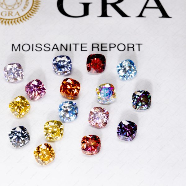 Cushion Cut Plating Full Multicolor Moissanite Diamond with GRA Certificate Moissanite - Image 6