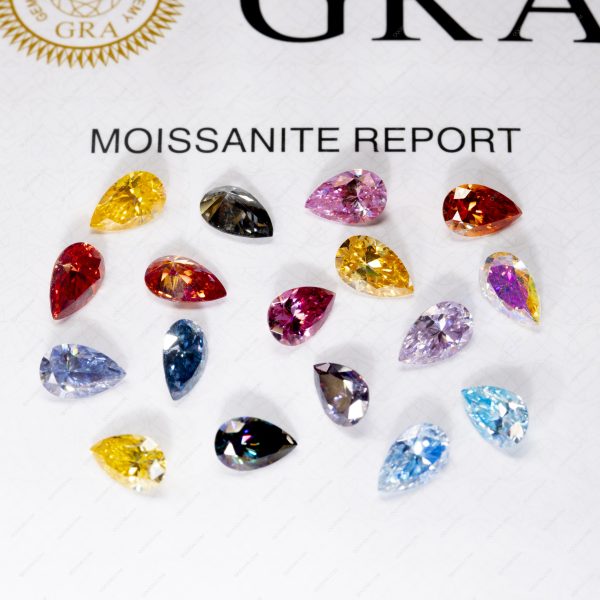 Pear Cut Plating Full Multicolor Moissanite Diamond with GRA Certificate Moissanite - Image 6