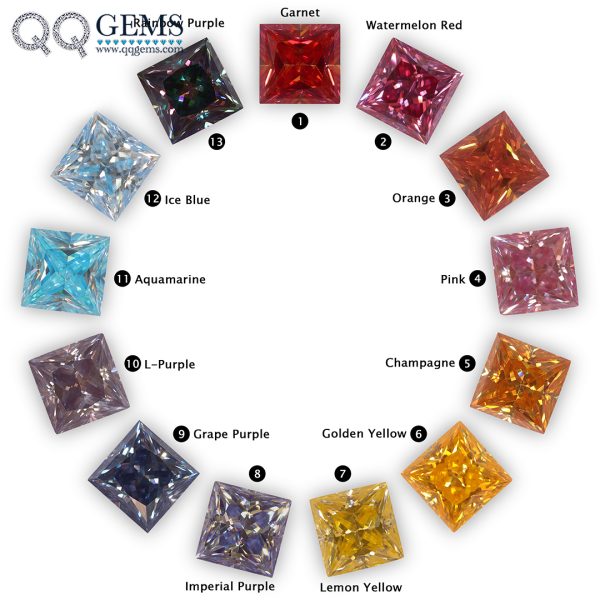 Square Cut Plating Full Multicolor Moissanite Diamond with GRA Certificate Moissanite