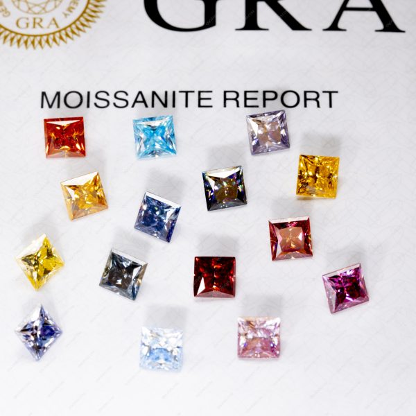Square Cut Plating Full Multicolor Moissanite Diamond with GRA Certificate Moissanite - Image 13
