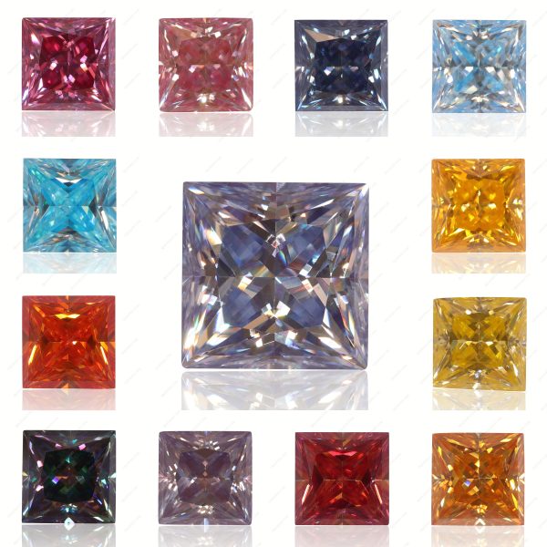 Square Cut Plating Full Multicolor Moissanite Diamond with GRA Certificate Moissanite - Image 7