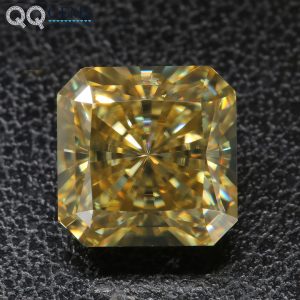 Square Radiant Cut Vivid Yellow Moissanite Loose Diamond square Shape Crushed Ice Cut