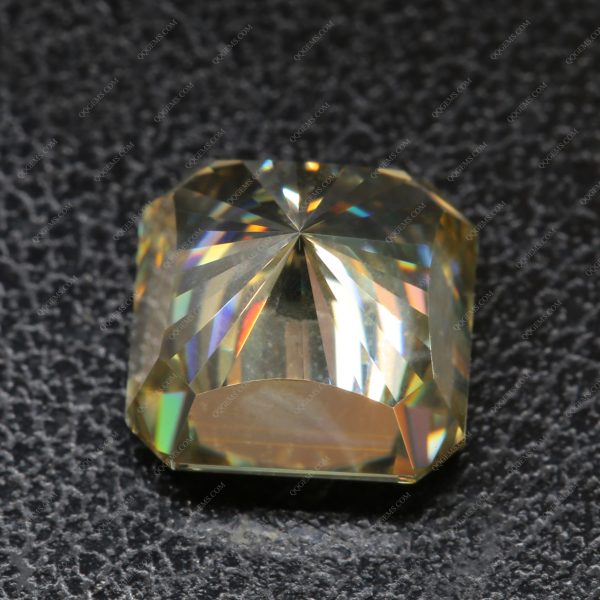Square Radiant Cut Vivid Yellow Moissanite Loose Diamond square Shape Crushed Ice Cut - Image 2