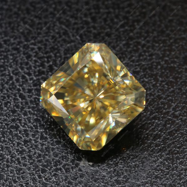 Square Radiant Cut Vivid Yellow Moissanite Loose Diamond square Shape Crushed Ice Cut - Image 5