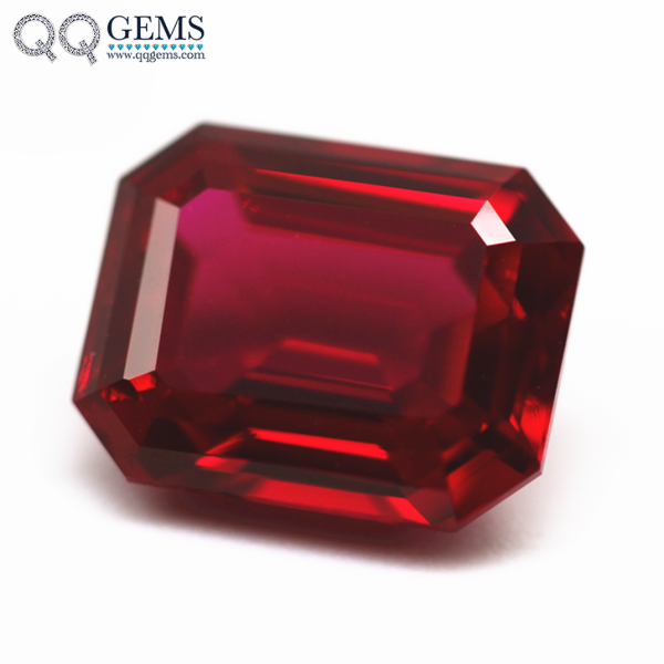 Octagon Step Cut Cultivation Blood Red Ruby Gems Emerald Cut Lab Created Ruby Red Gems