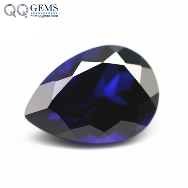 Pear Natural Cut Laboratory Cultivated Sapphire Royal blue Loose Gemstones