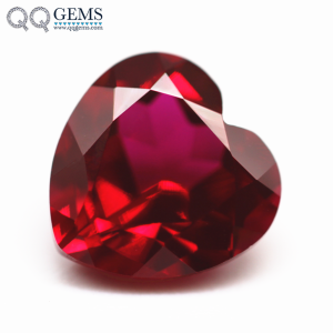 Heart Natural Cut Cultivated Blood Red Ruby Loose Gemstones Czochralski Method Lab Created Gems