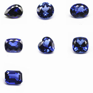Alternative view of Round Natural Cut Royal Blue Sapphire Cultivated Loose Gemstones Round Shape Lab Created Sapphire