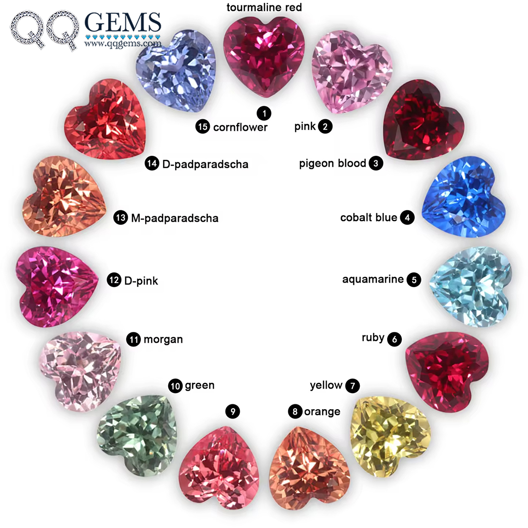 Fashion Lab Grown Loose Heart Cut Multi-color Sapphire Price Per Carat Cultivated Laboratory Cultivation Sapphire Gemstones