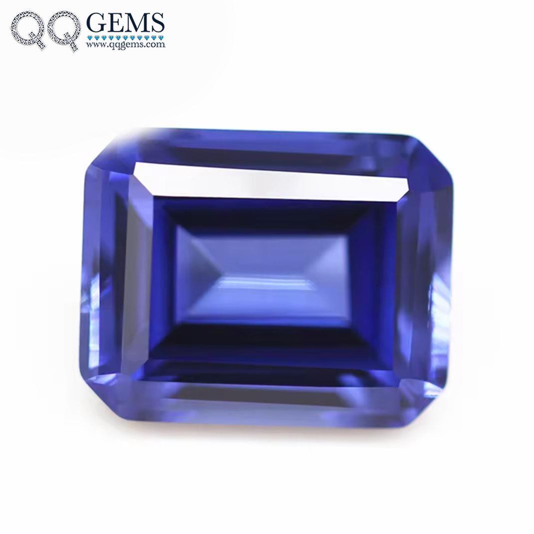3*5-10*14mm Step Cut Octagon Cut 34# Blue Sapphire Corundum Loose Stones Emerald Cut Artificial 34# Sapphire Blue Corundum Gems