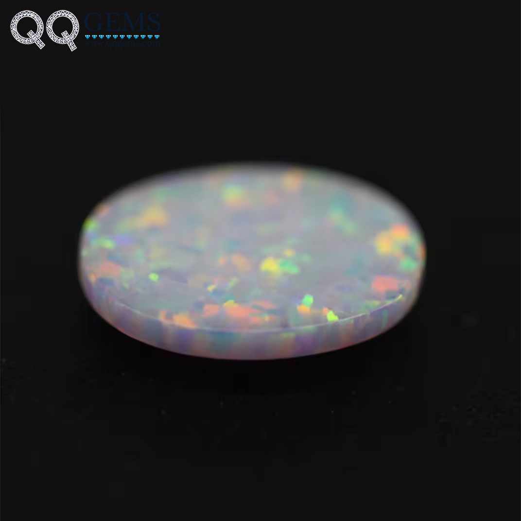 3*5-8*10mm 92 Multicolored Synthetic Oval Flat Back Cabochon Cut OP#17 White Fire Opal Loose Gemstones Oval Opal Cabochon Gems