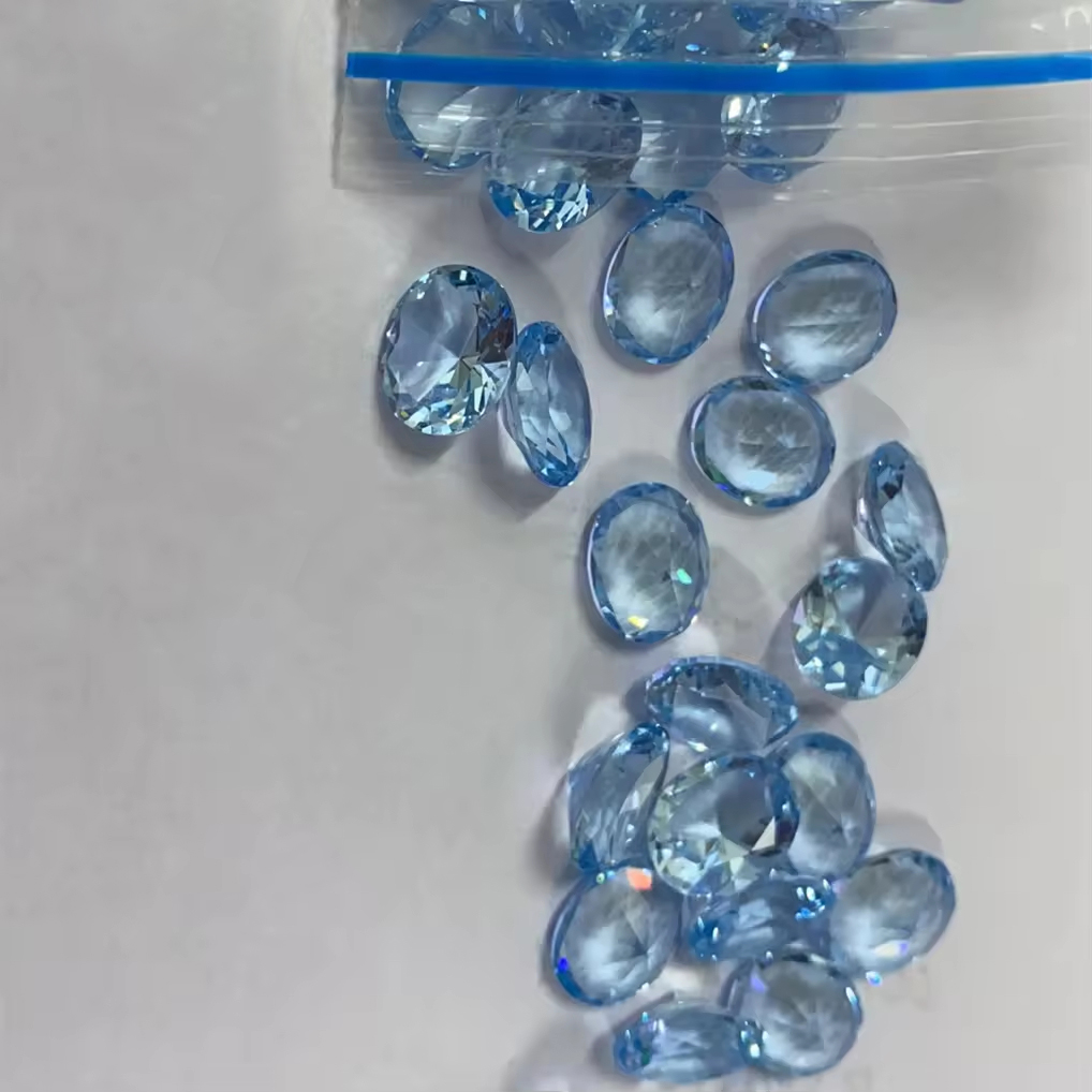 3*5mm-10*14mm Oval Cut Sky Blue Nano Gemstones Loose Stones Machine Cut Oval Shape Synthetic Aquamarine Nanosital Crystal Stones - Image 4