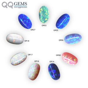 3*5mm-8*10mm Synthetic Opal Oval Flat Back Cabochon Cut Opal White/blue Fire OP#01-#92 Loose Gemstones Oval Opal Cabochon Gems