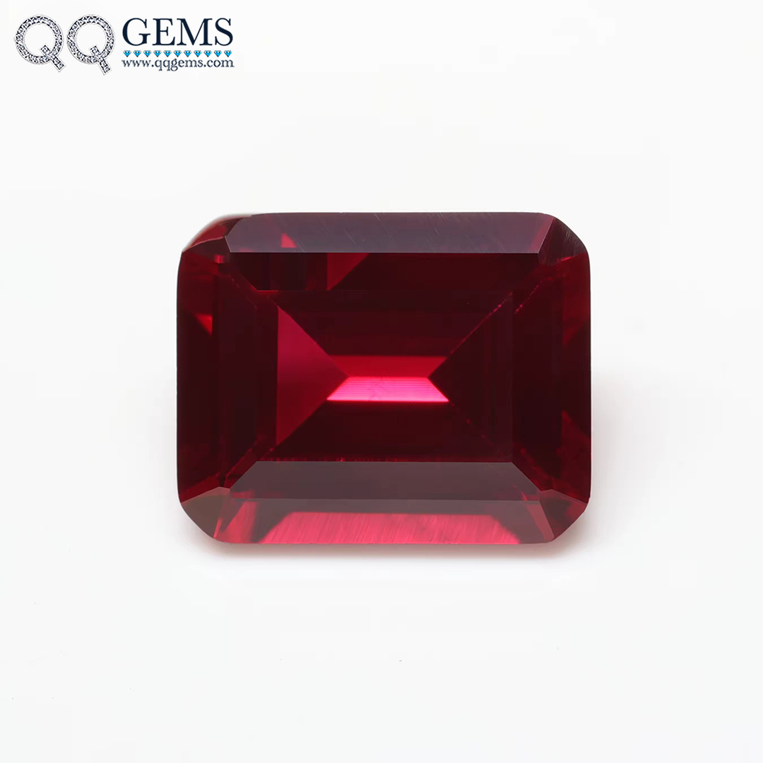 4*6mm-8*10mm Machine Cut Emerald Cut/Octagon Cut 8# Dark Red Corundum Loose Gemstone Synthetic Corundum 8# Red Ruby Gemstone