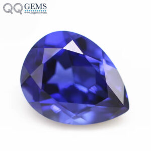 5A Grade Faceted Cut Pear Cut 34# Blue Sapphire Corundum Loose Gemstone Pear Shape Synthetic Corundum 34# Blue Sapphire Gemstone