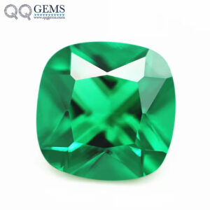 5A Grade Quality Diamond Cut Cushion Shape Emerald Green Nano Gemstones Loose Stones Synthetic Cushion Green Nano Crystal Stones