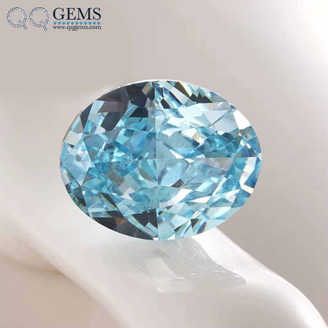 7A Grade Oval Crushed Ice Cut Aquamarine High Carbon Diamond Loose Gemstones Synthetic Oval Shape Ice Flower Cut CZ Zircon Gems - Image 2